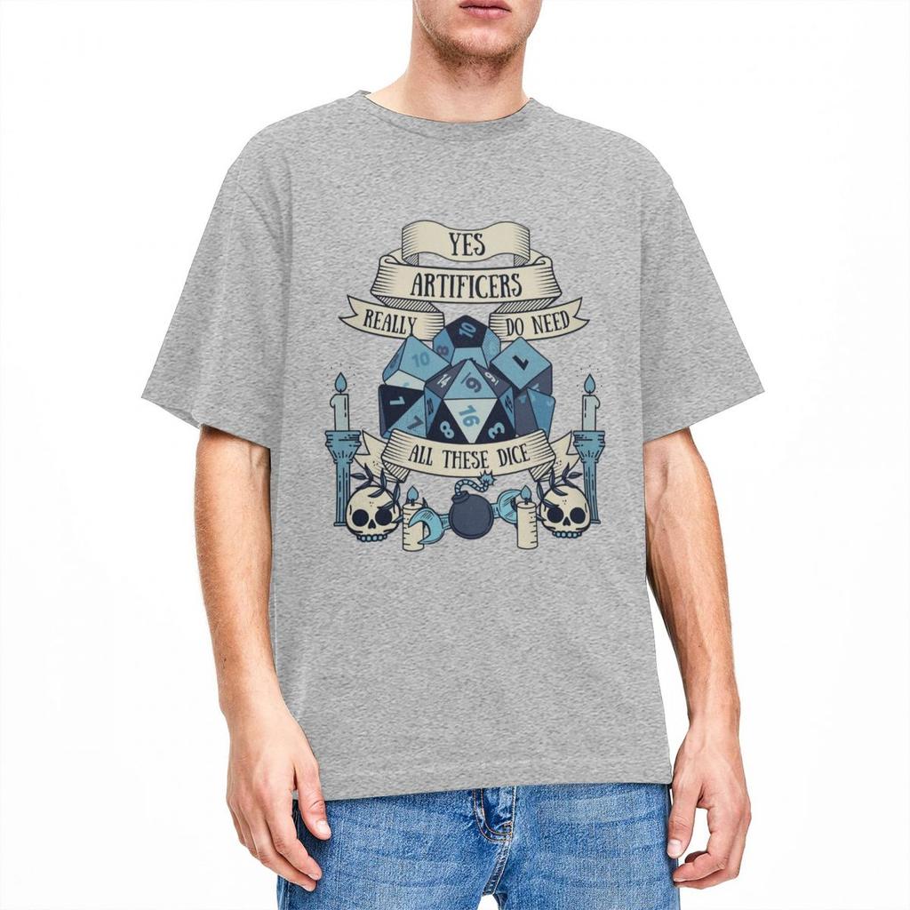 Забавные футболки для подземелий и драконов с артефактами и кубиками для мужчин и женщин, 100% хлопок, игровая футболка D&D, уникальная одежда