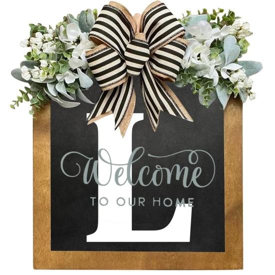Модная дверная табличка без заусенцев с бантиком, начальная фамилия, год, поставка приветственных подарков в фермерском доме