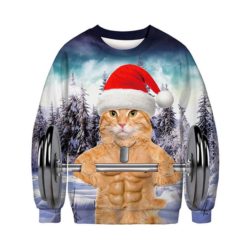 2023 Christmas Digital Printing Funny Pattern Round Neck Sweater Couple Sweater