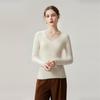 Women's 100% Cashmere Striped V-Neck Slim-Fit Sweater