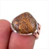 Natural Maryam Jasper Gemstone 925 Solid Sterling Silver TwoTone Ring S.6.5 D3o21