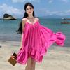 2025 Summer French-Inspired Socialite Puff A-line Spaghetti Strap Beach Dress