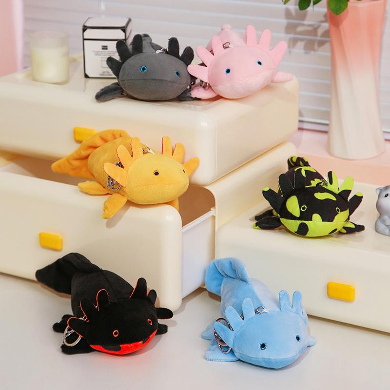 23-80cm Cute Soft Colorful Newt Plush Toy Kawaii Keychains Stuffed Cute Axolotl Salamander Fuzzy Plush Fish Appeasing Kids Gift