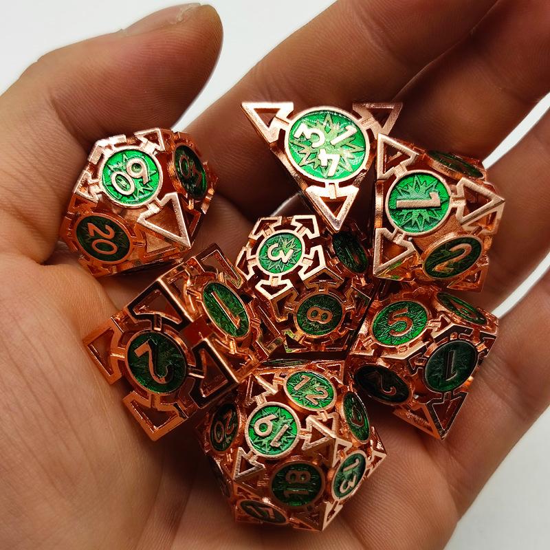 Hot Cross-Border Sale New D20 TRPG Copper Stone Dice Hollow Square Shape Eco-friendly Light Luxury Cthulhu Run Dungeons Dragons
