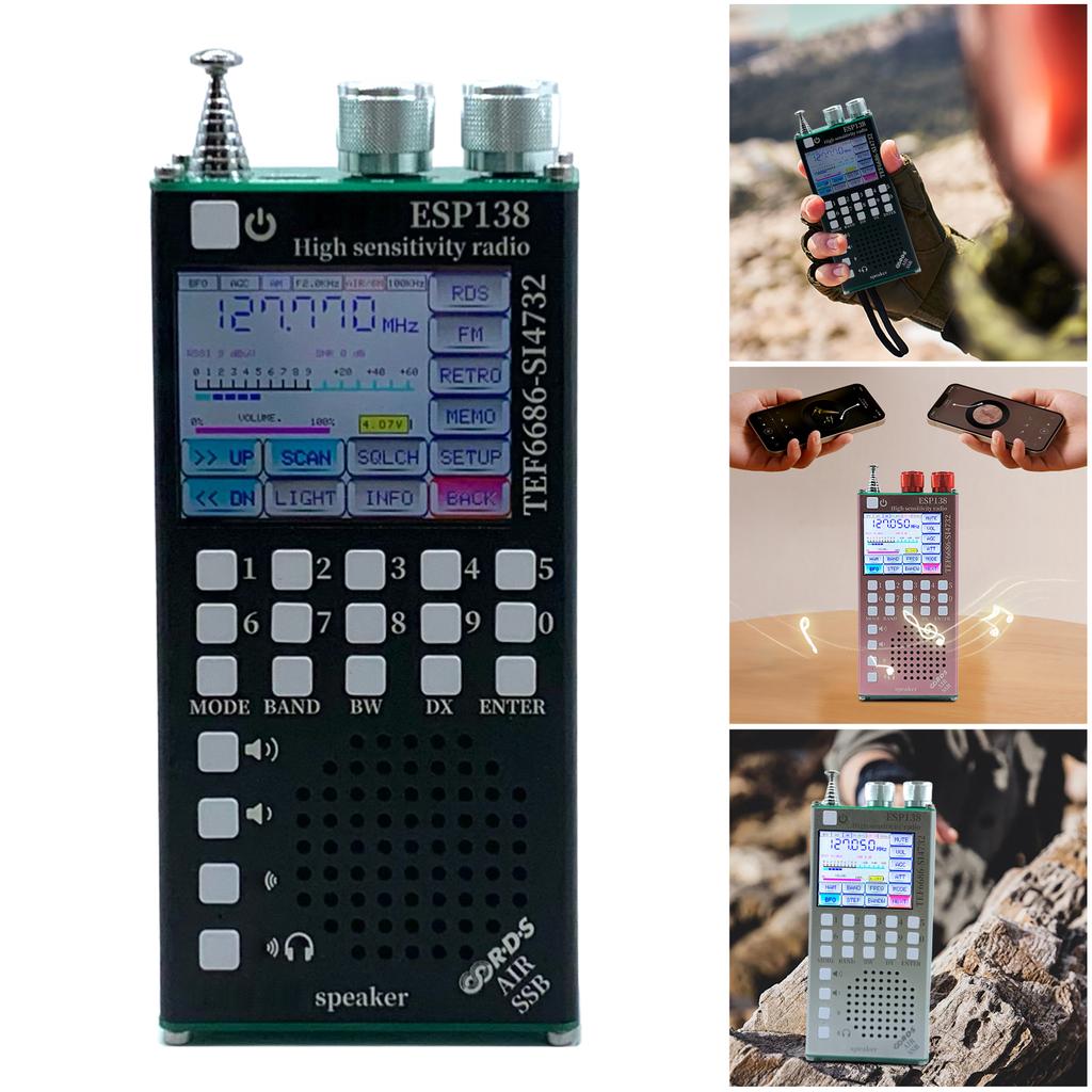 Двухрежимный радиоприемник высокой чувствительности ESP138 ESP32 SI4732, портативный, с зарядкой Type-C, для совместимых с Bluetooth колонок