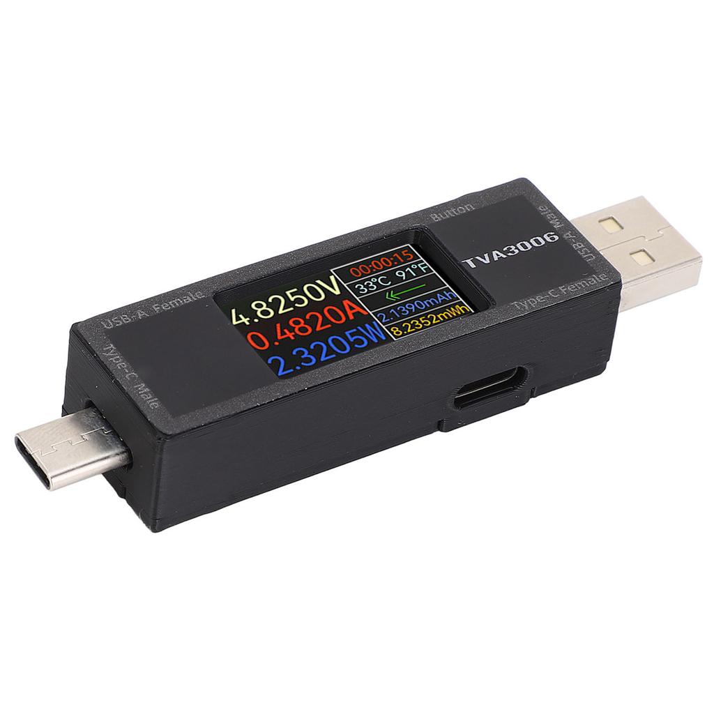 USB Voltage Current Meter USB A Type C Power Tester for Electronics Digital Devices DC4.5-30V 0-15A