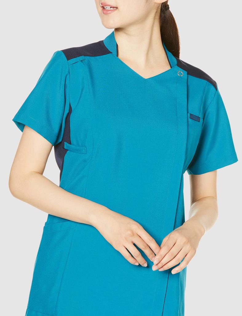 White Coat Scrub Zip Scrub 7038SC Turquoise X Dark Navy Japan M To Japanese Size [Zip Scrub] Women's (equivalent M)