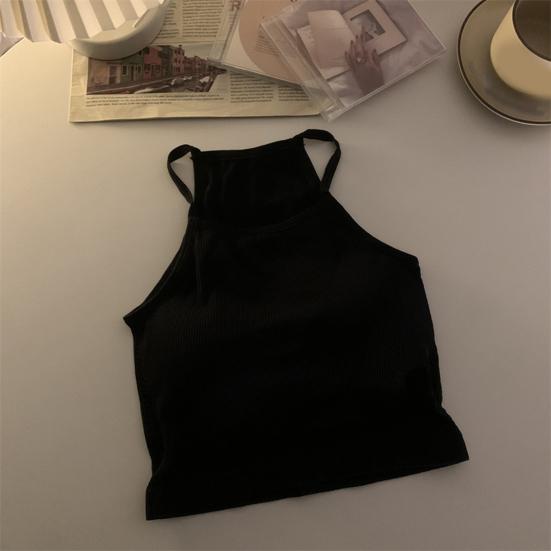 Women's Padded Ribbed Tank Top Summer Sleeveless Racerback Basic Top with Built-in Bra Spaghetti Strap Camisole Crop Top