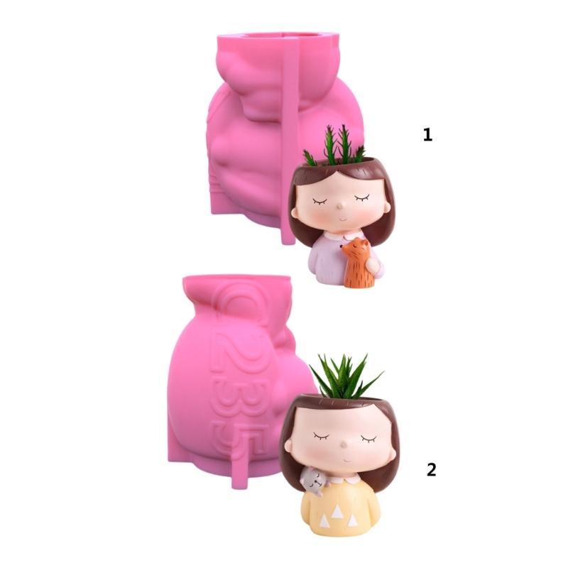 1/2Head-Planter силиконовая форма лицо цветочный горшок бетонная форма лицо статуэтка кашпо лицо ваза для цветов эпоксидная литейная форма