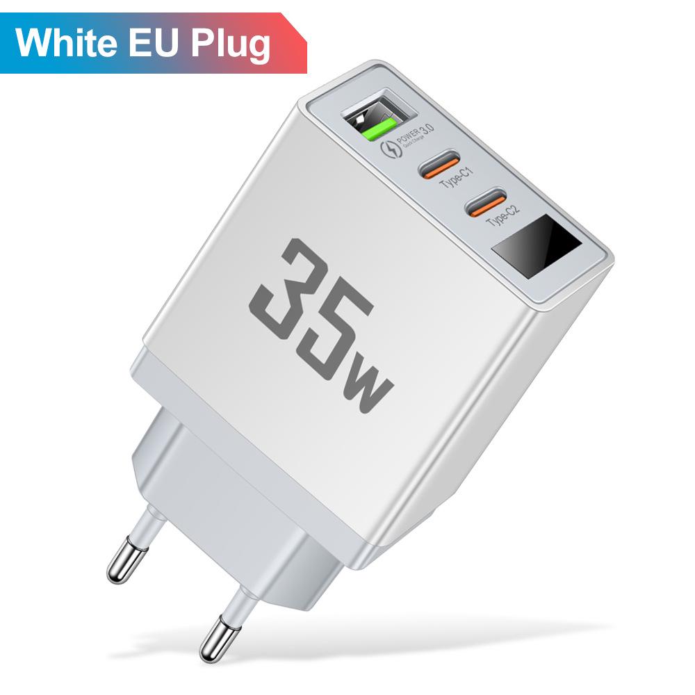 3.5A Smart USB + 2PD Digital Display Travel Charger for Mobile Phones