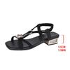 Fashion Bohemia Metal Flower Decoration Cross Strap Sandals Women 2025 Summer Medium Heel Sandals Fashion Slip On Beach Shoes Women