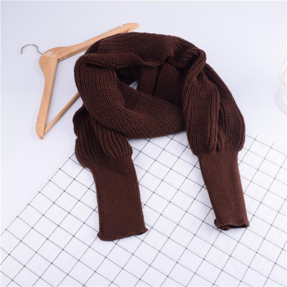 Trendy Long Neck Scarves Autumn Winter Scarf with Sleeves Gifts Knitted Wrap Shawl