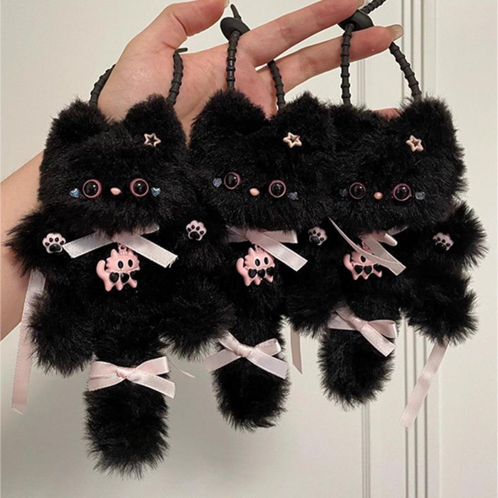 Kawaii Twisty Stick Little Cat Pendant Plush Kitten Pendant Material Package Girls Children Toys