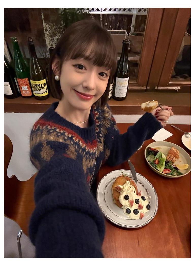 Темно-синий свитер из мохера с жаккардовым узором в стиле Fair Isle для женщин - Осень/Зима Корейский стиль Рождественская атмосфера Свободный крой