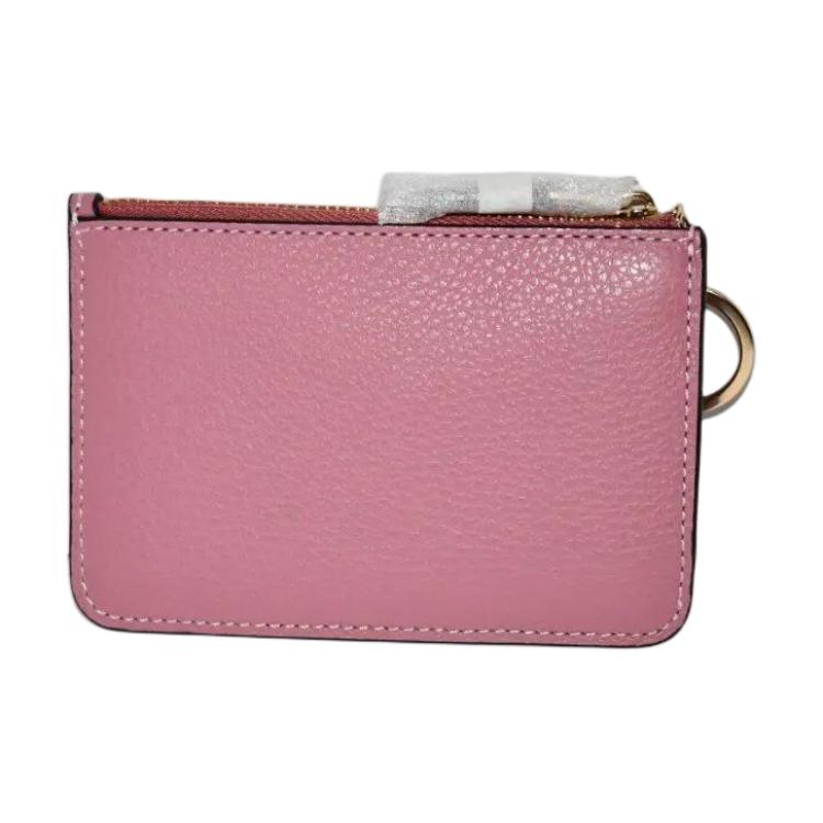 Coach Кошелек для ключей Однотонный На молнии Кожаный Кошелек Чехол для ключей Держатель для карт Женские кошельки Розовый C7957G-IMPO