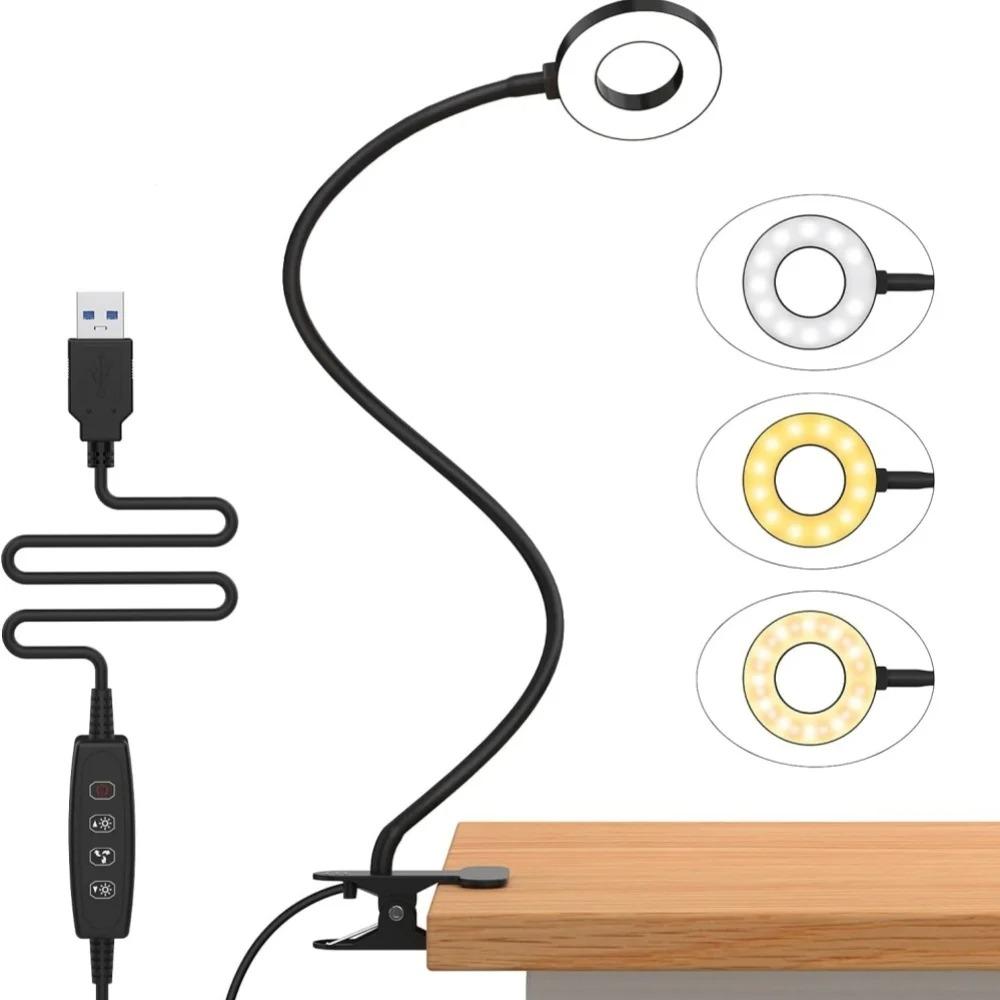 48 светодиодных USB-светильников для чтения, настольная лампа с зажимом, 3 цветовых режима, 10 регулировок яркости, 360°, гибкий ночник для кровати