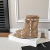 Cowhide~ Autumn and winter new niche design stacking ankle boots women's pointed short boots fashion versatile straps stacking boots