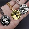 Viking Mythology Yggdrasil Tree of Life Rune Circle Stainless Steel Pendant Necklace