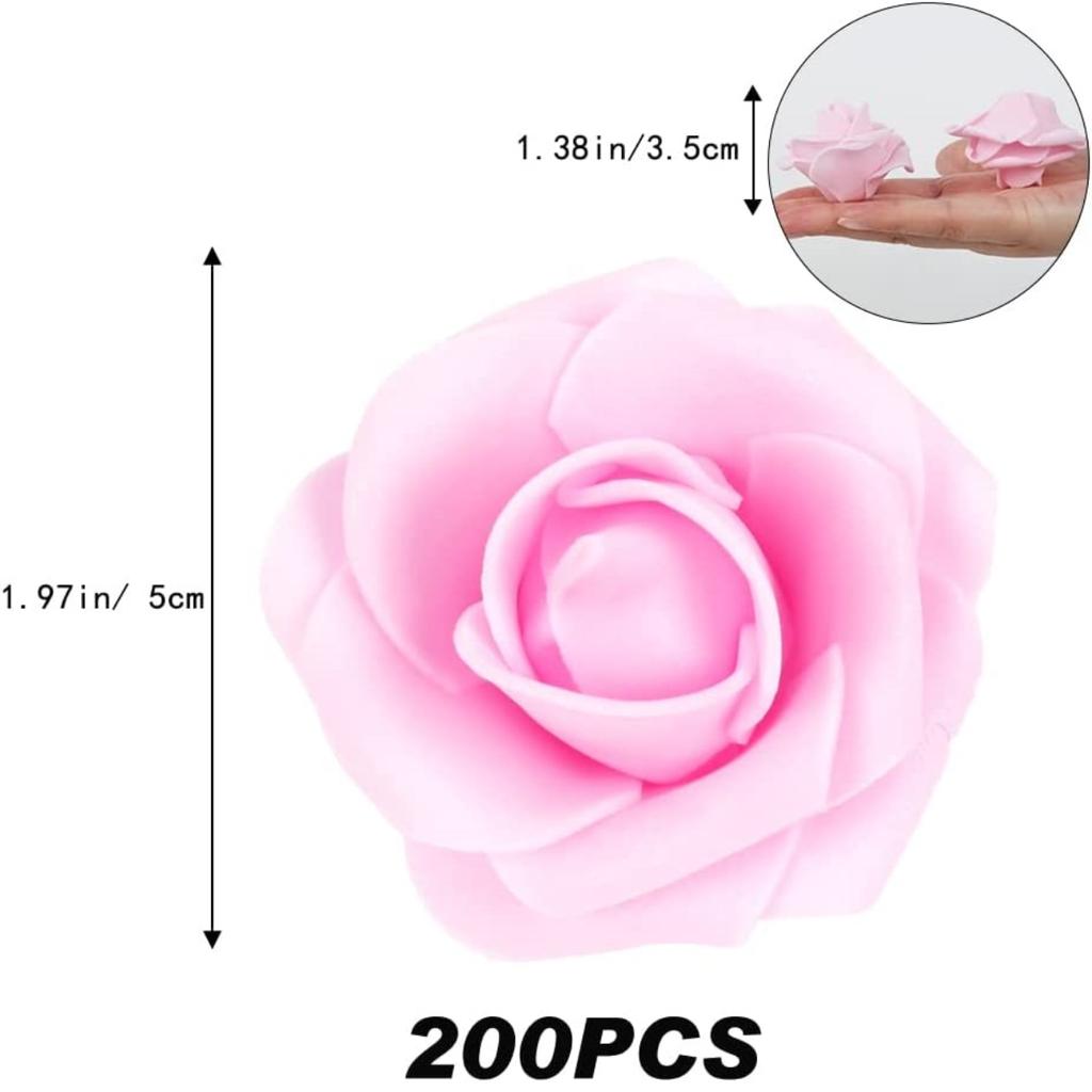200 шт. искусственных роз, искусственные головки цветов, розы без стеблей, 5 см, пенопластовые розы, искусственные головки цветов для поделок, свадебных украшений для детского душа