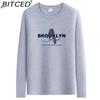 BITCED Мужская футболка с длинными рукавами, облегающая, весна-осень, универсальная рубашка с круглым вырезом