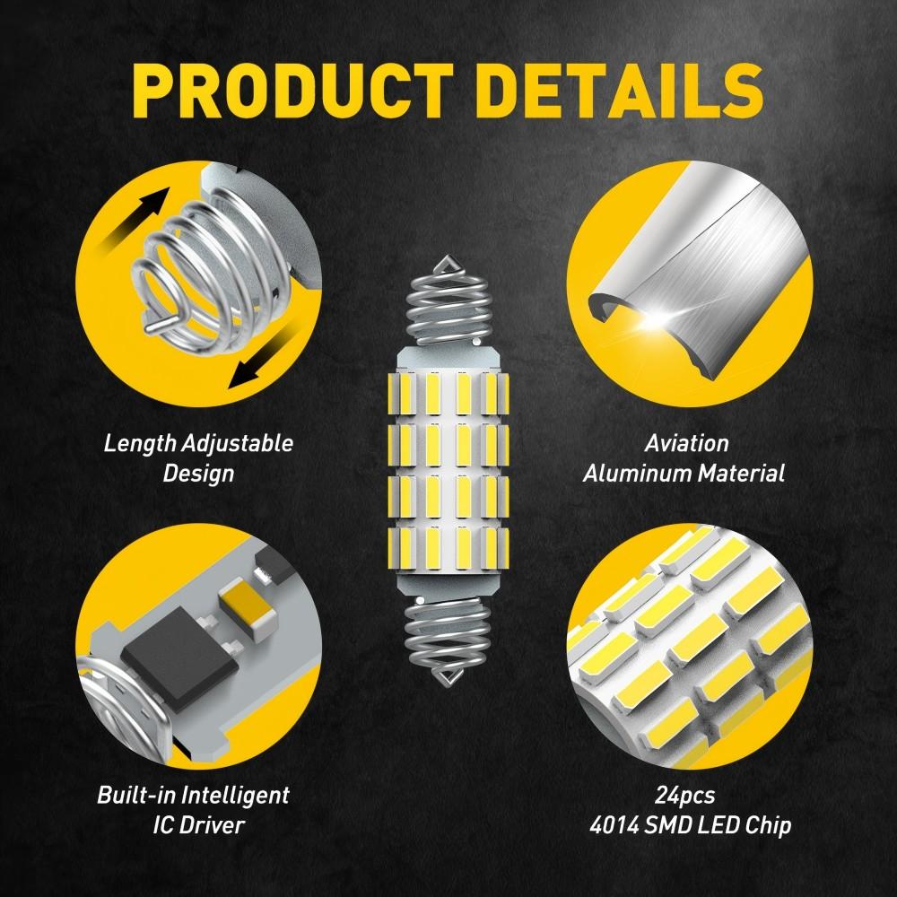 2/4Pcs C5W C10W LED Bulb Canbus 39mm 41mm 42mm LED Interior Reading Light Festoon Auto Dome License Plate Luggage Trunk Lamp