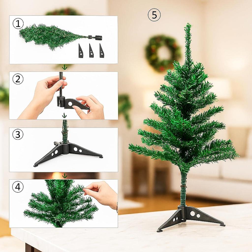 Small Christmas Tree 2 Feet for Christmas Celebration, Artificial Christmas Tree with Foldable Stand, Xmas Tree Christmas Decorations Items