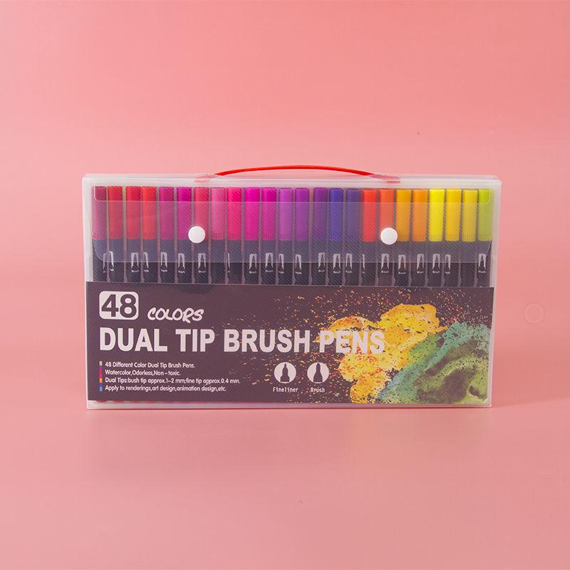 12-120 Colors Felt Tip Drawing Watercolor Art Markers Pen Dual Brush Fineliner Colouring Pen Set for Calligraphy Painting