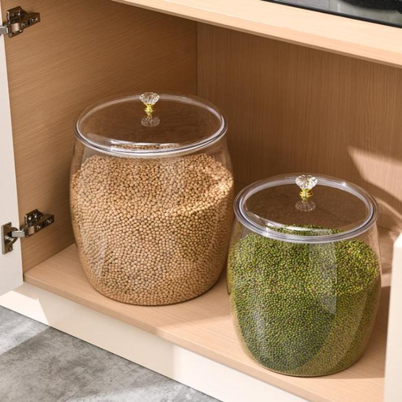 Transparent Flour Grains Storage Jar With Lid Sealed Grains Storage Box Wide Mouth Candy Cookie Jar Tea Kitchen Organizer