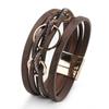 New European and American Wind Magnetic Buckle Women's Bracelet Ring-link Design Creative Multi-layer PU Leather Bracelet