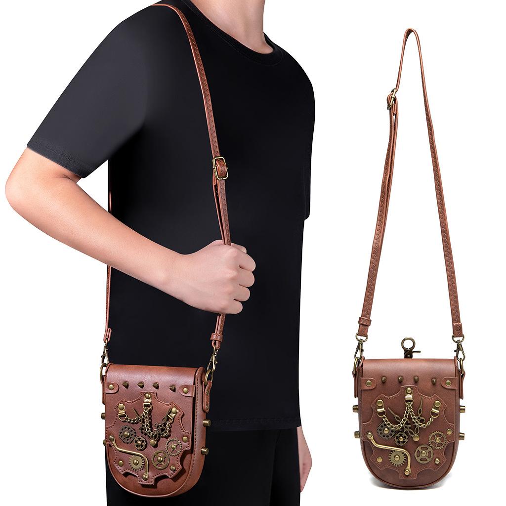 Средневековая ретро-сумка для пельменей из ПУ в стиле тяжелой промышленности, оригинальный женский кошелек на одно плечо для мобильного телефона и монет