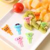 7/10Pcs Fruit Fork Anti-scratch Burr-free Comfortable Grip Non-breakable Non-slip Cute Cartoon Animal Shape Bento Stick