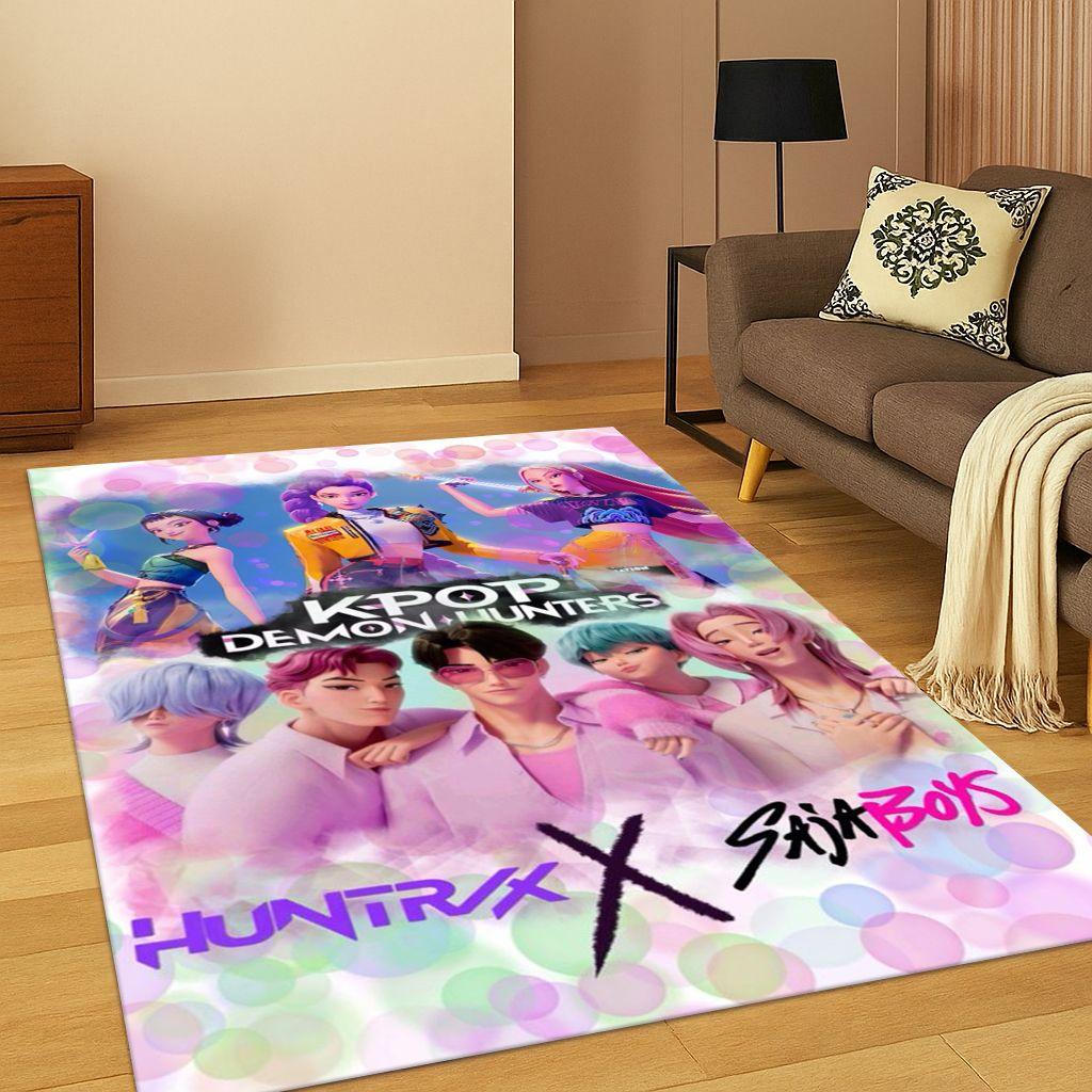 3D Демон Хантеры Kpop Руми Мира Зои Музыкальный Ковер Коврик для Спальни Гостиной Дивана Домашний Декор, Ковер для Зоны Нескользящий Коврик для Пола Подарок
