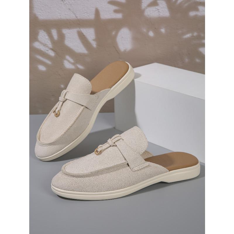 Весна Новые Женские Туфли-Мюли С Закрытым Носком и Ремешком Слингбэк Повседневные Слипоны Уличная Ленивая Обувь