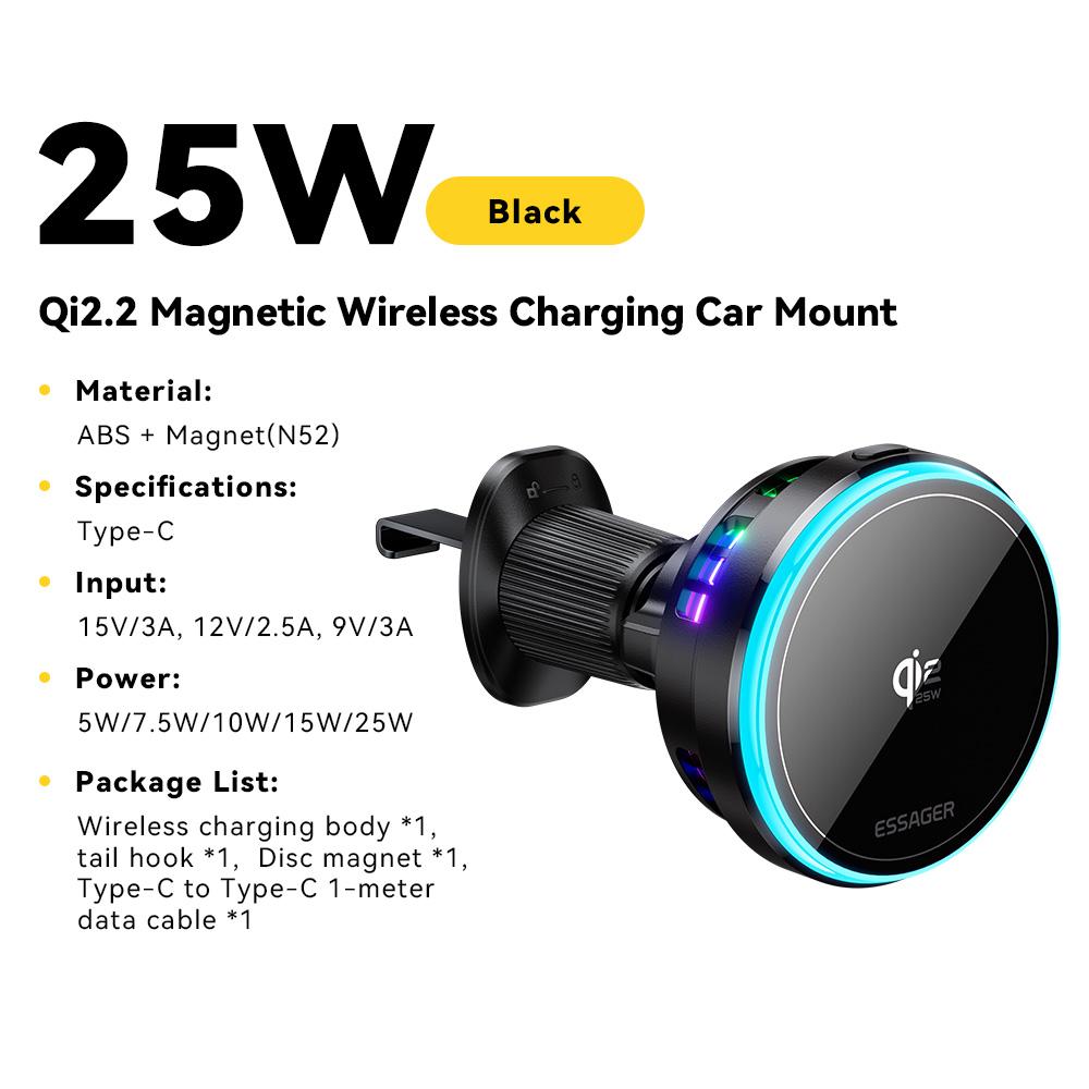 Essager QI2.2 25 Вт Магнитный Держатель для Телефона в Машину Беспроводное Зарядное Устройство Стенд Для iPhone 17 16 15 Pro Max Зарядка для Magsafe Автомобильное Зарядное Устройство