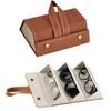 Compact Eyeglass Case for 3 PU for Travel and Car Lens Stylish Brown Pairs, Leather, Wall-Mountable, Foldable, Anti-Scratch, Portable, Use,