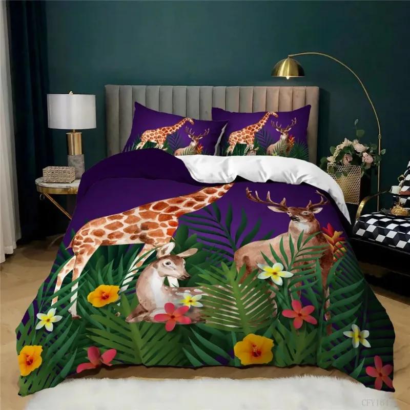 Ders Soft Duvet Cover Pilowcases Girafe Beding House De Couete Adult Peoples Home Textile Bed Shet Set Adorable Lovely Bed Linen Sets Juego De Cama