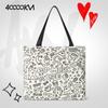 40000KM Cartoon Elements Canvas Bag, Handbag, Artistic Shopping Bag, Eco-Friendly Bag, Storage Pouch