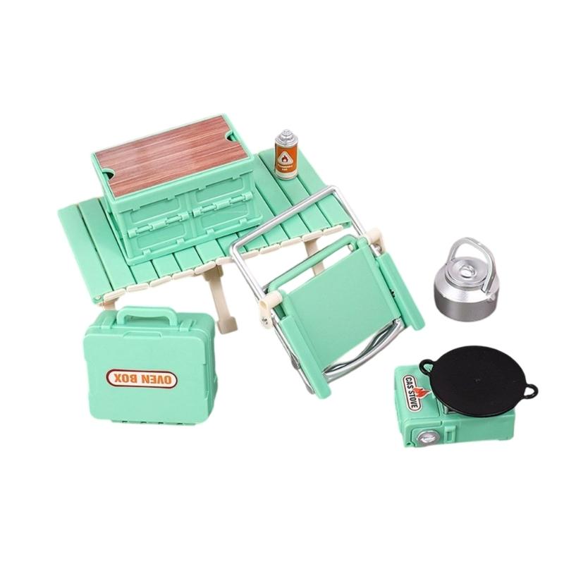 Interactive Doll House Scene Decoration Set With Collapsible Furniture Table Chair For Realistic Camping Scene Setting