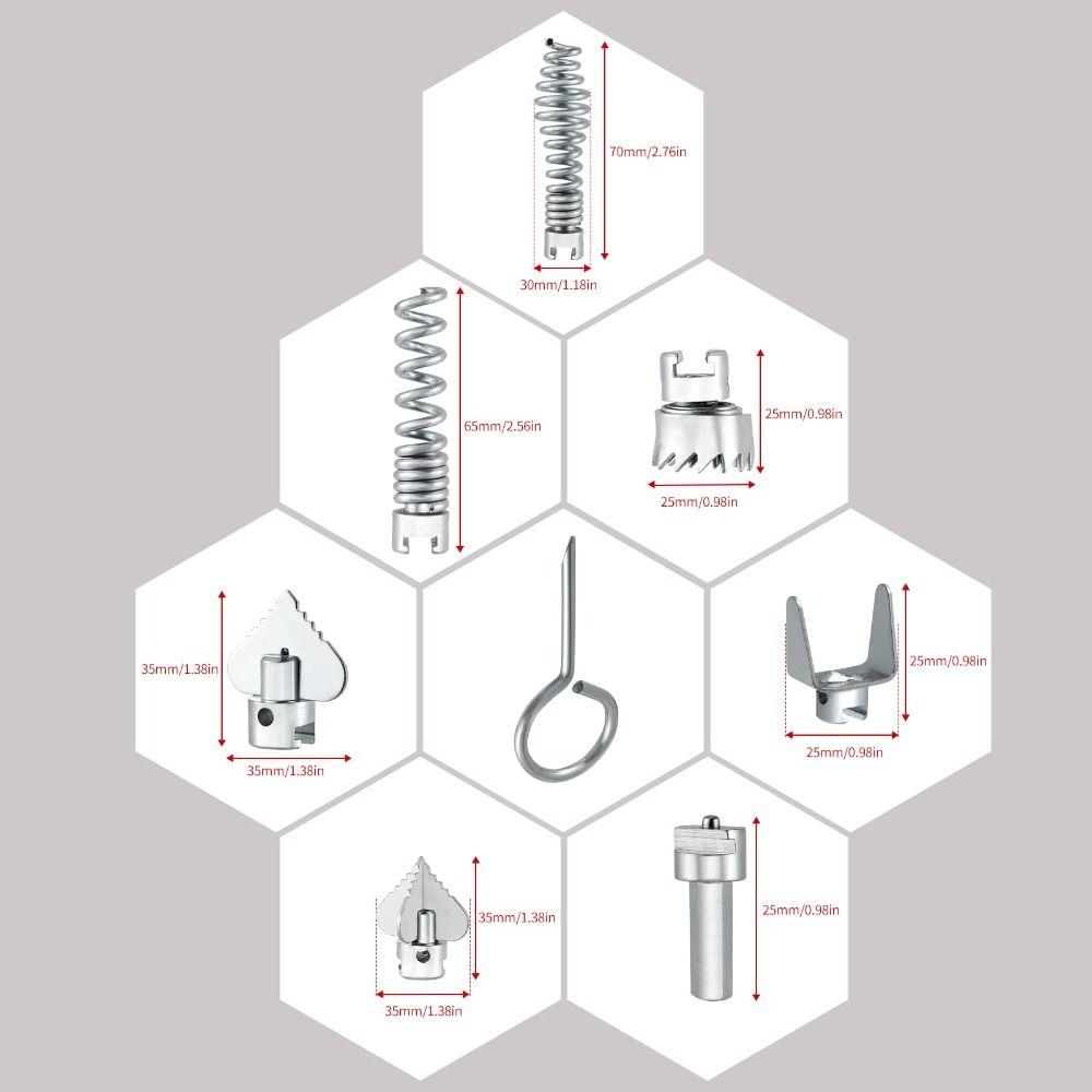 8 Pcs 16mm Pipe Dredge Cutter Heads Silver Drain Cleaning Tools Pipeline Dredging Machine