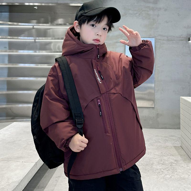 Boys' Casual Quilted Jacket: Thick, Fleece-Lined Winter Jacket for Kids