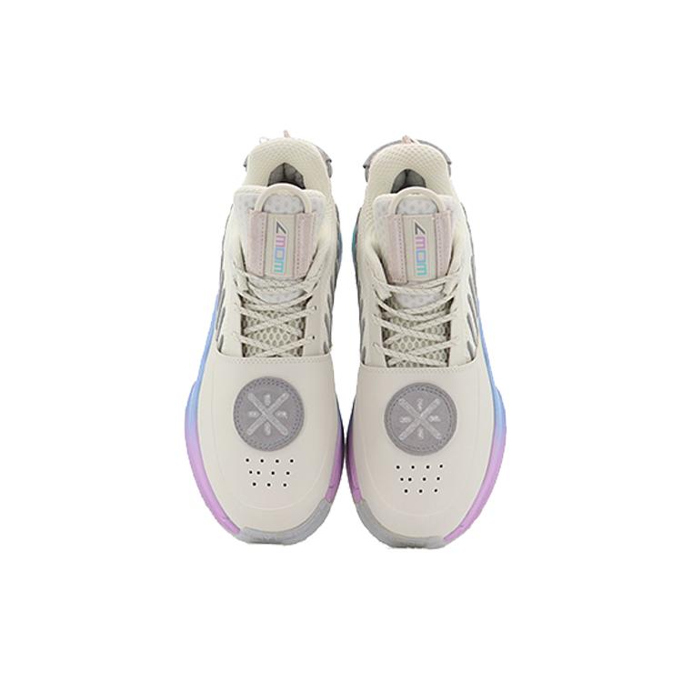 Li Ning WOW 7 Удобные, нескользящие, износостойкие, легкие, средняя высота, баскетбольные кроссовки, мужские, белые, ABAN079-12