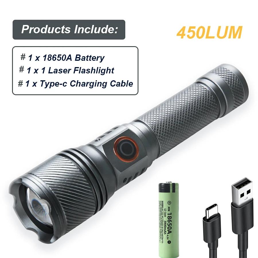 Most Powerful 500W Flashlight Ultra Bright Long Shot Torch Rechargeable LED Zoom Flashlight Outdoor Emergency Camping Torch