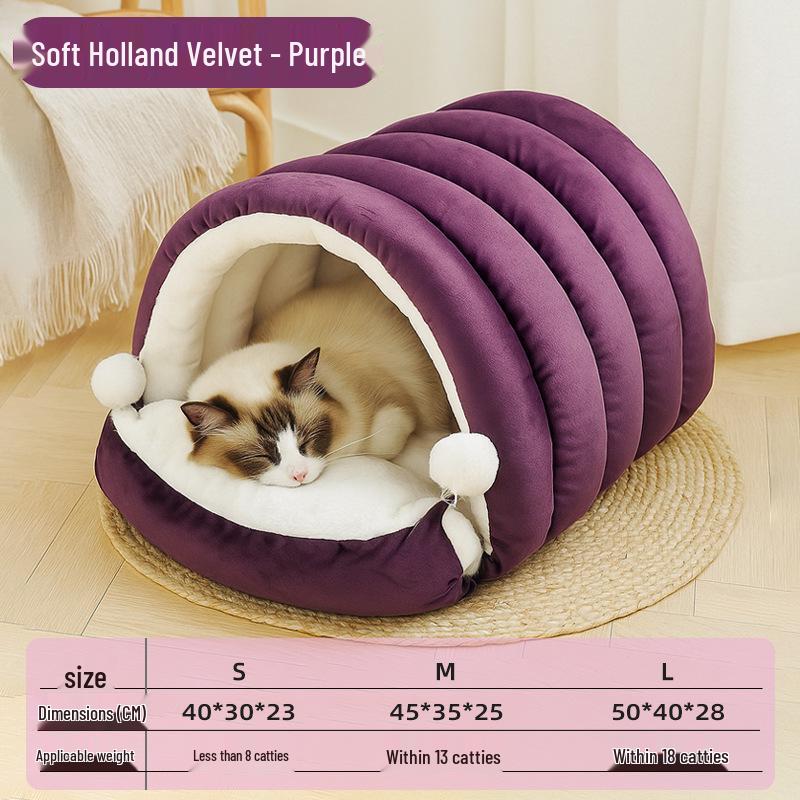 Cute Caterpillar Cat Bed Warm Sofa for Small Pets - Ideal for Autumn/Winter
