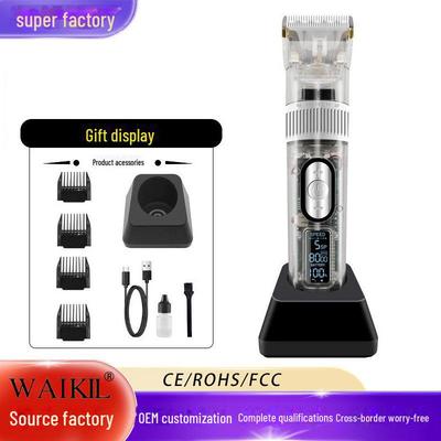 Мощная прозрачная машинка для стрижки волос с основанием, керамическими лезвиями, электрическая машинка для стрижки