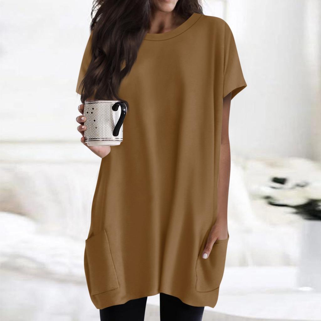 Женская футболка с круглым вырезом, короткими рукавами и карманным принтом, топы стандартной посадки