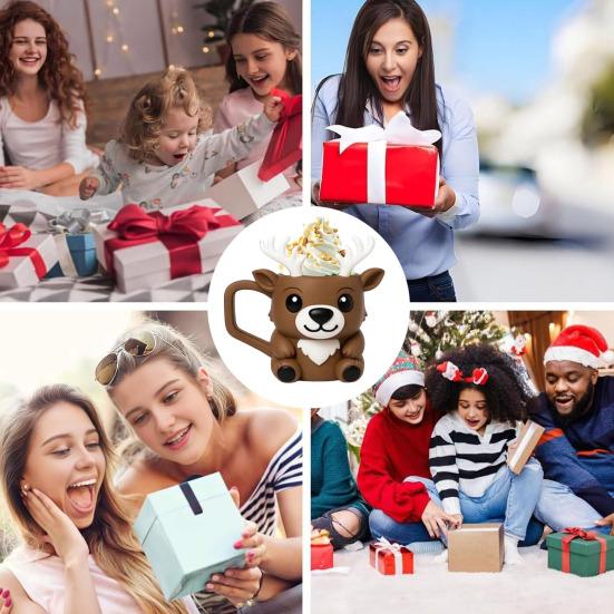 Рождественский олень Держатель пинты мороженого с ложкой Милый животный кулер-рукав Непротекающий Чехол для эскимо Держатель для пивной банки Подарки для любителя оленей