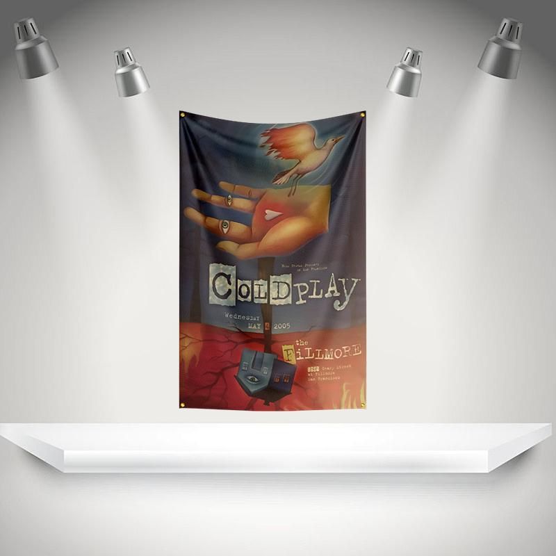 Флаг Coldplay Музыкальная рок-группа Баннер 3x5 футов С латунными люверсами HD-печать Гобелен Выставка Фанаты музыкальной группы Декор гаража