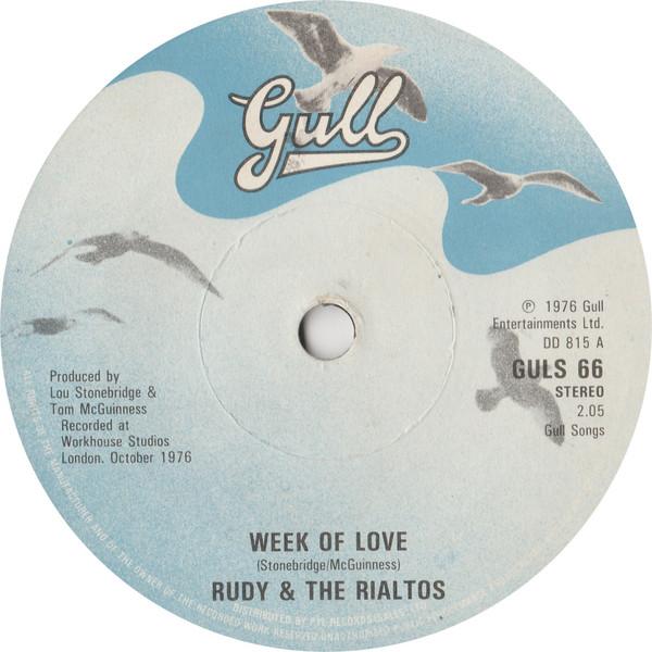 7-дюймовая пластинка RUDY & THE RIALTOS - Week Of Love / Christmas Tears Will GULS66 GULL 1978 UK Поп Б/У