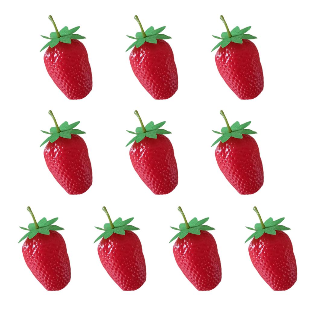 10pcs Realistic Artificial Strawberry Simulations Fruit Model Fake Strawberry Display Props Kitchen Parties Home Decors