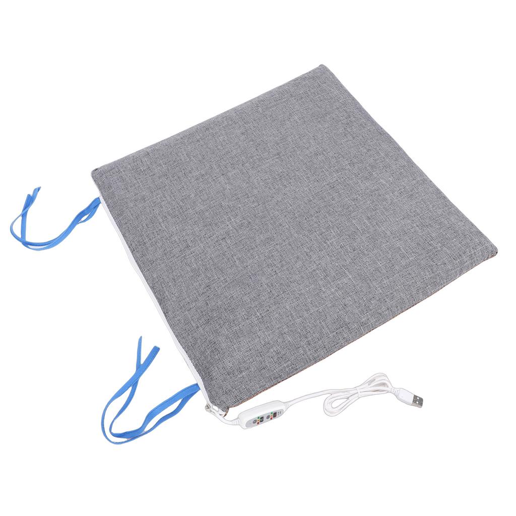 USB Heated Seat Cushion Grey High Density Foam Heated Seat Pad with 3 Heat Settings Timer for Office Home Camping